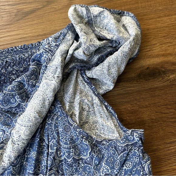 Torrid Challis Off The Shoulder Romper Size 2 2X 18-20 Blue Medallion Stretch - Picture 7 of 11